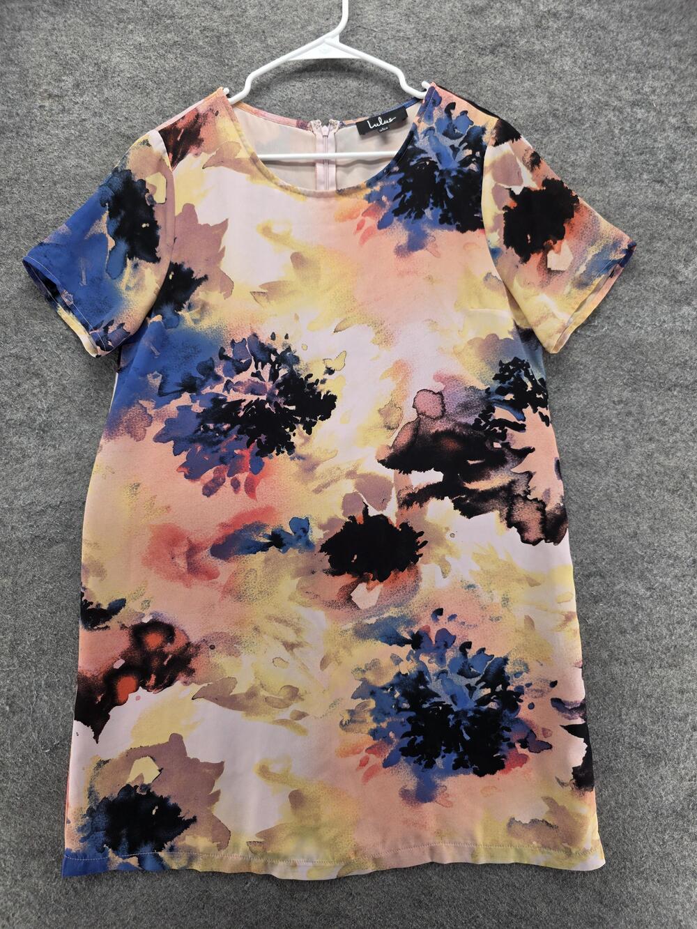 Lulus Dress Womens L Multicolor Shift Short Sleeve Round Neck Lined Floral